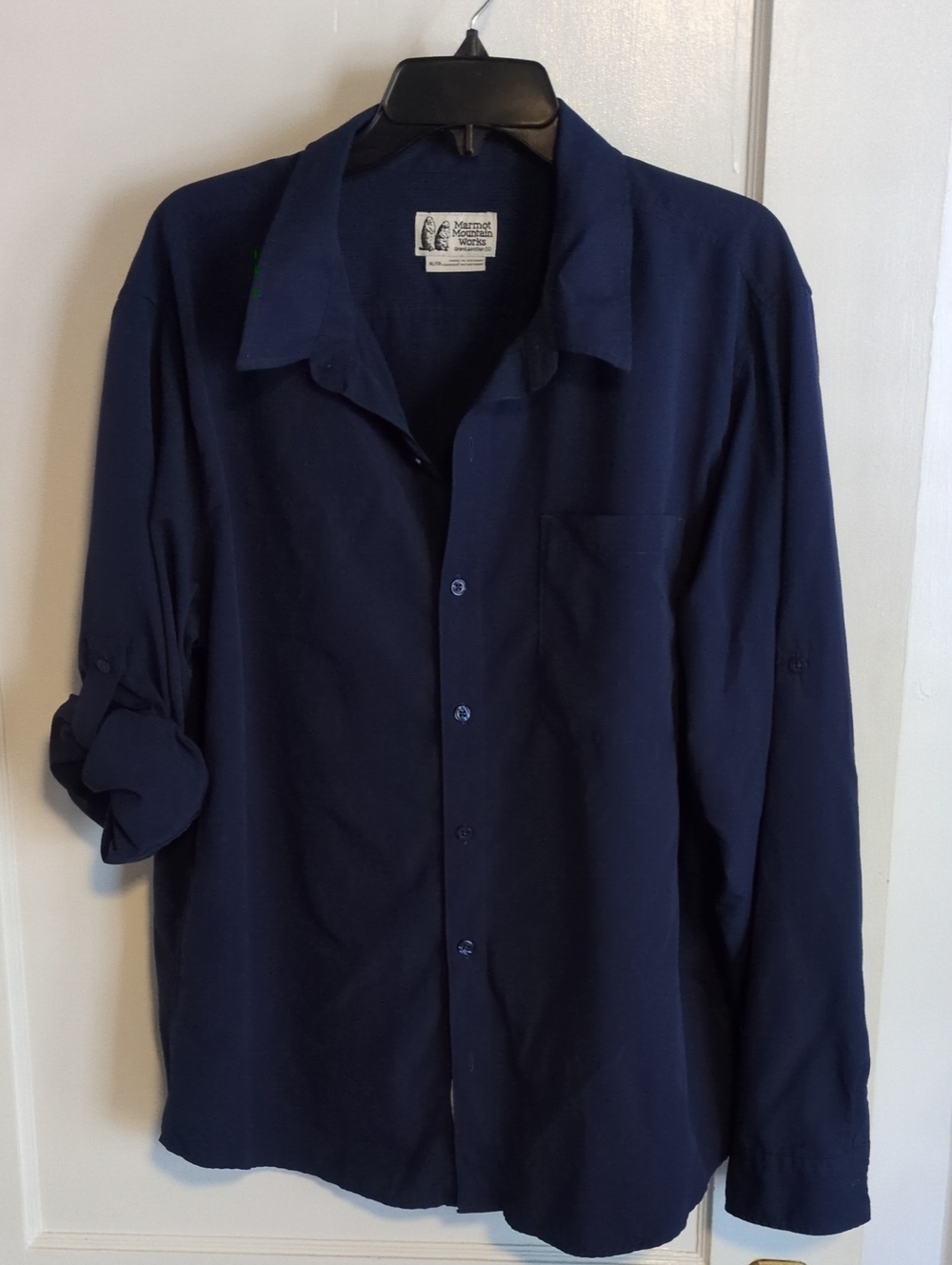 Marmot Men’s Navy Long-Sleeve Casual Button-Down Hiking Shirt/Sun Shirt UPF 40
